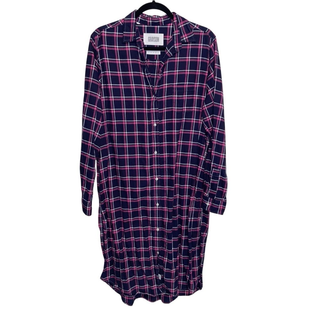 Frank & Eileen Grayson Dress Womens Size 4 Large Plaid Flannel Midi Button Front